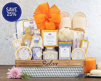 Lavender Vanilla Spa Experience Gift Assortment Gift Basket 25% Save Original Price is $175